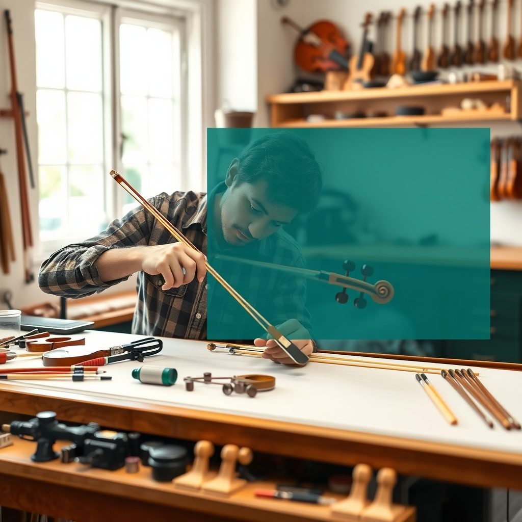 Violin bow rehair workshop
